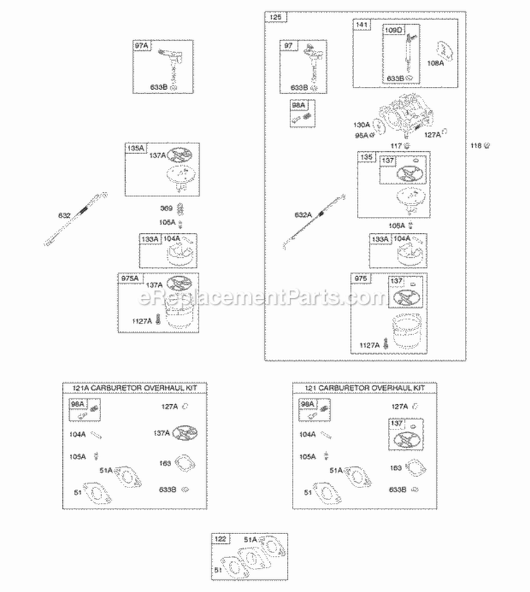 Carburetor Kit - Carburetor Overhaul Diagram and Parts List for 20S157-0110-F1  Briggs and Stratton Engine